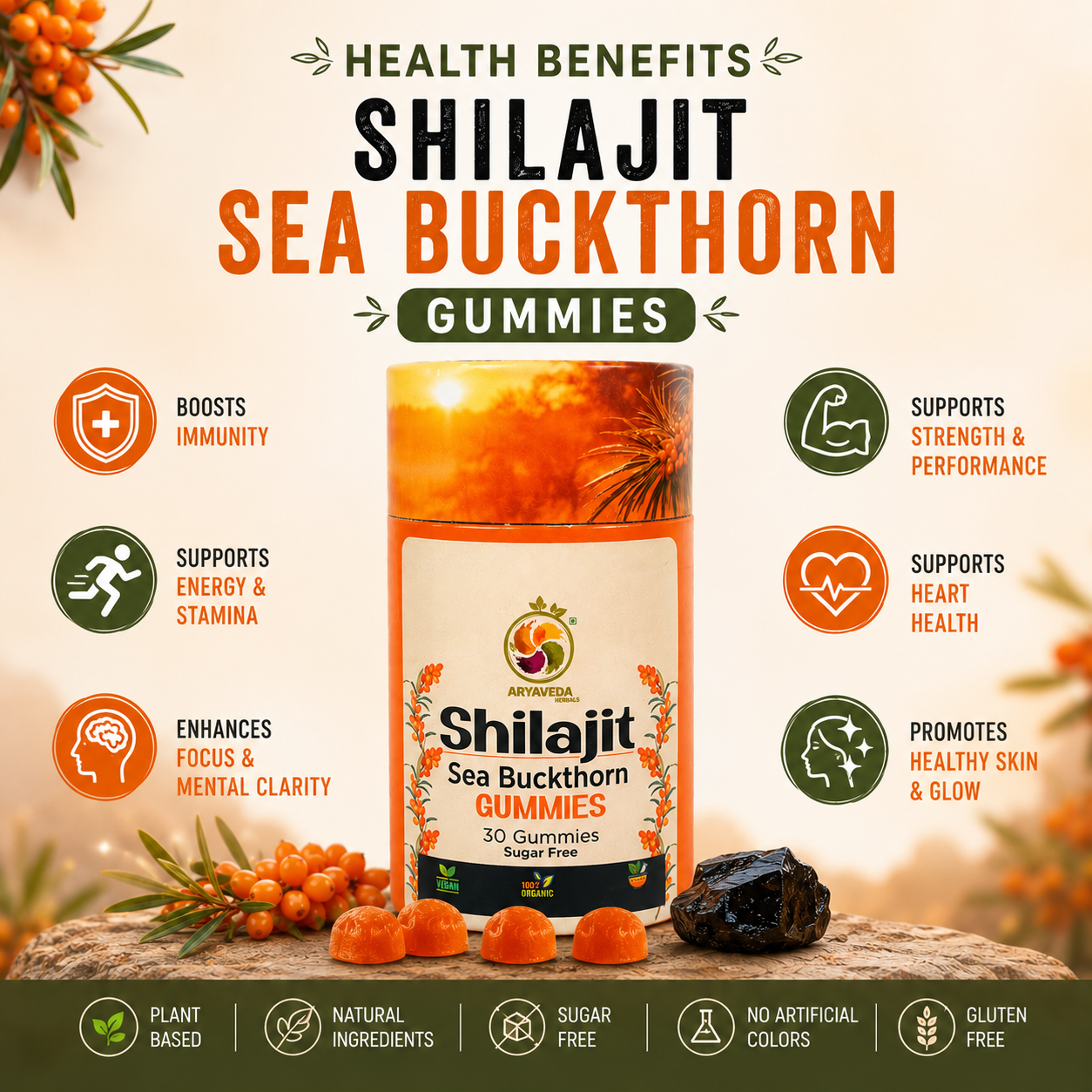 Shilajit Sea Buckthorn Gummies